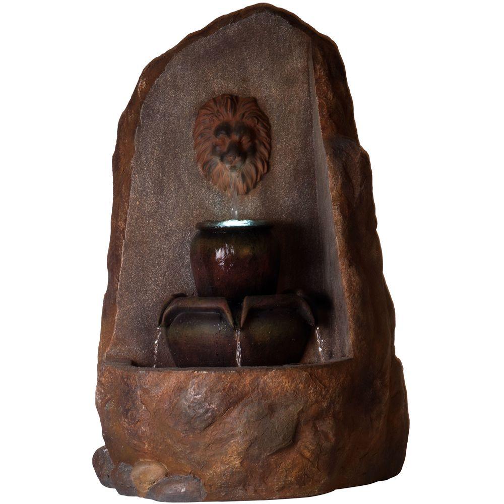 Pure Garden 3-Tier LED Lighted Outdoor Rock Fountain with Pump by Pure Garden