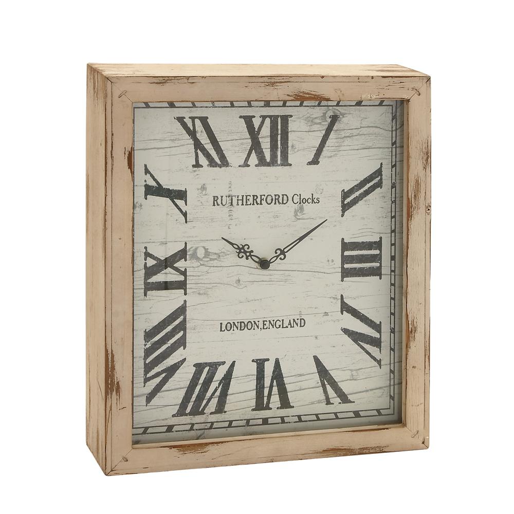 Litton Lane Distressed White Wooden Wall Clock 48536 The Home Depot