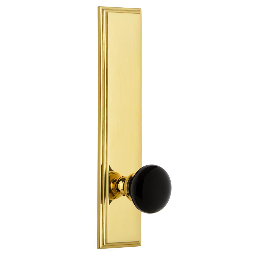 Grandeur Carre Plate Double Dummy Tall Plate Coventry Door Knob In Polished Brass