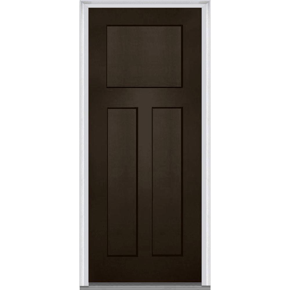 MMI Door 36 In. X 80 In. Right-Hand Inswing Craftsman 3-Panel Shaker ...