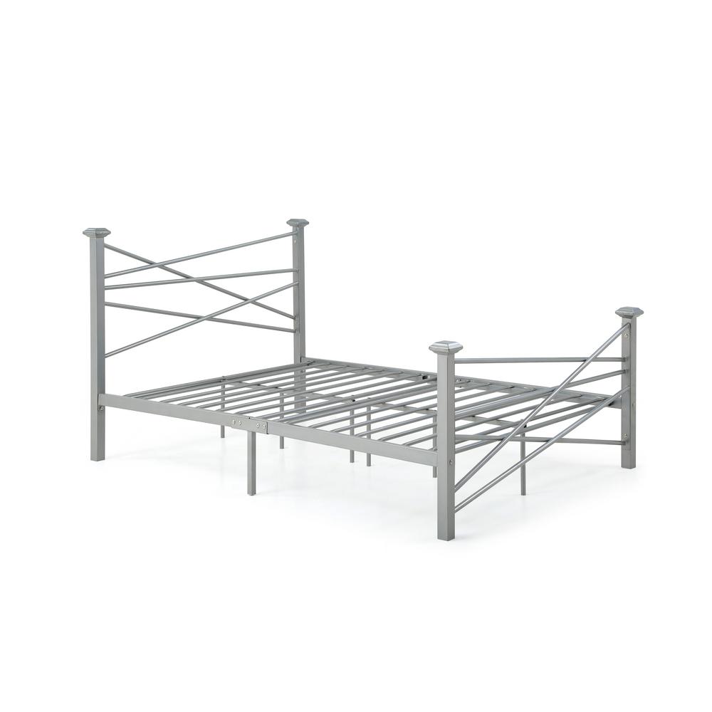 Hodedah Complete Metal Silver Twin Bed With Headboard Footboard Hodedah Complete Metal Silver Twin Bed With Headboard Footboard Slats And Rails Hi925 T The Home Depot