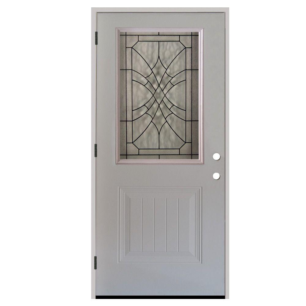 Steves & Sons 36 In. X 80 In. Webville 1/2 Lite Plank Panel Primed ...