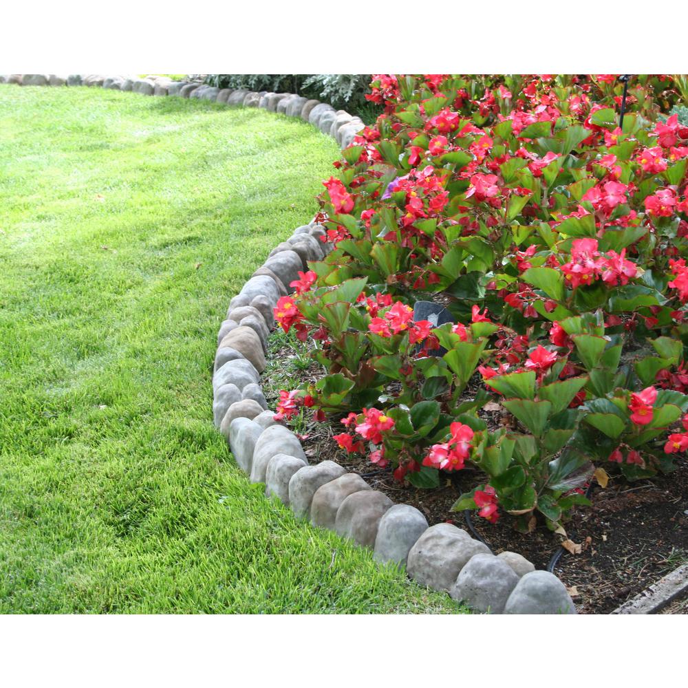Landecor Edgestone 4 In X 12 In X 3 In Multi Colored Concrete Overlapping River Rock Edging 10 Pack 308460 The Home Depot
