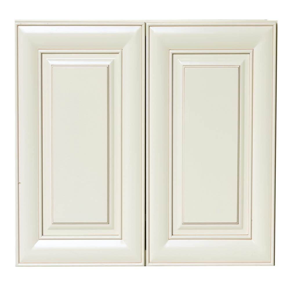 plywell holden ready to assemble 36x42x12 in. high double door wall cabinet  in antique white