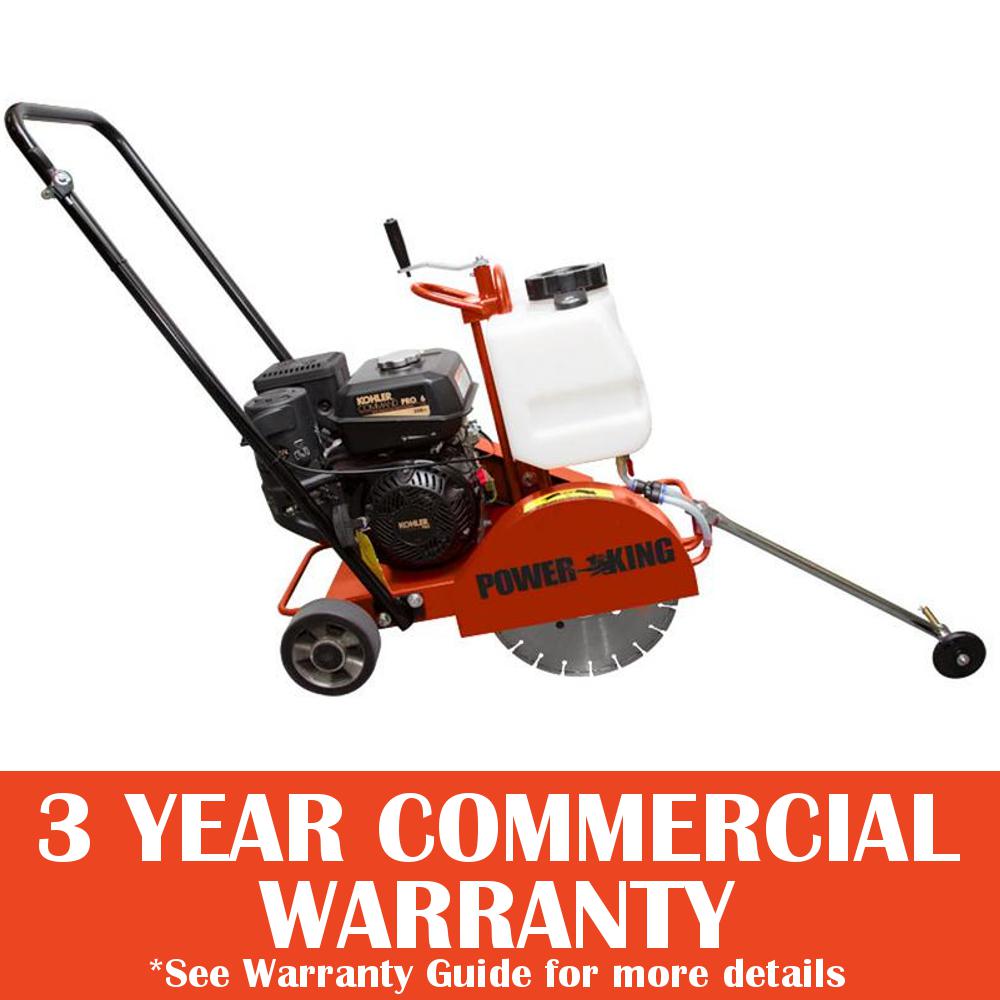 Power King 12 inch Concrete Saw with Diamond Blade 6 HP Kohler Command Pro... by Power King