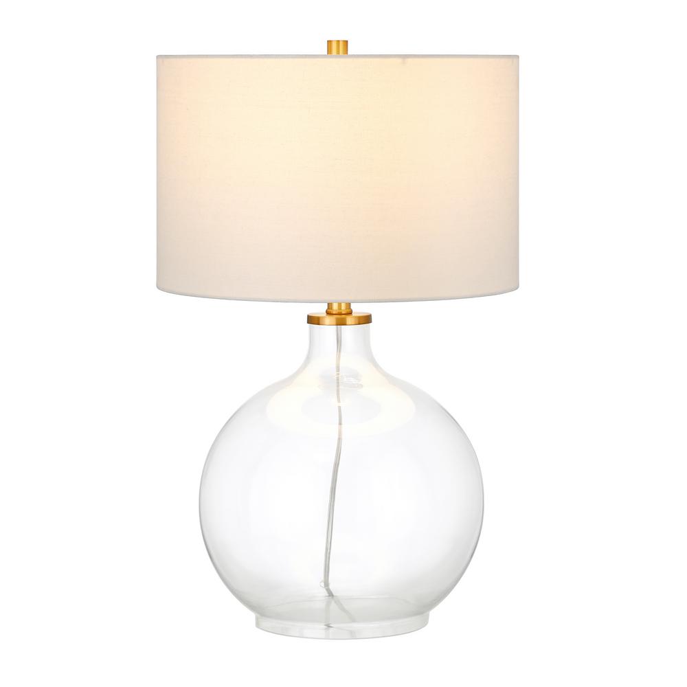 glass and brass table lamp