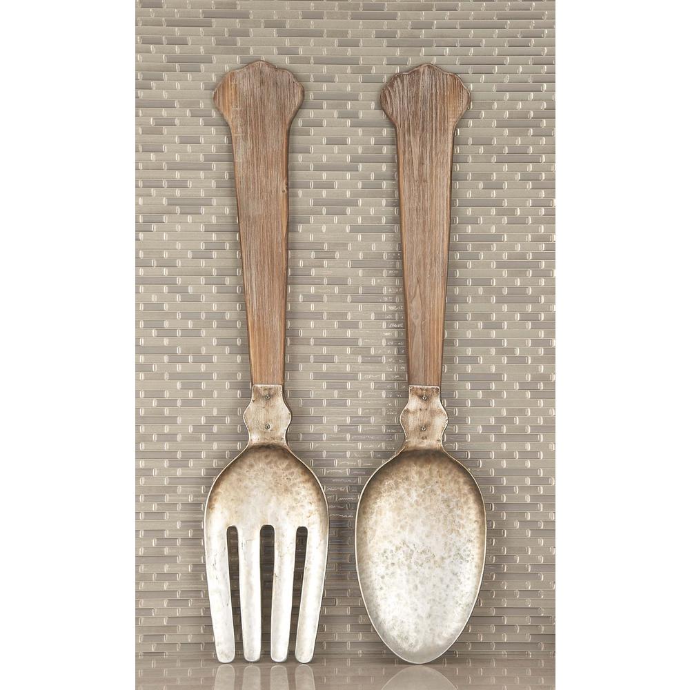 Litton Lane Wood And Metal Spoon And Fork Wall Decor Set Of 2