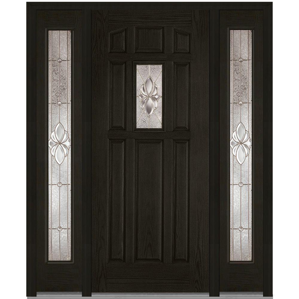 8 Panel Mmi Door Dark Brown Wood Front Doors Exterior 64 In X 80 Heirloom Master Right Hand 1 Lite Decorative