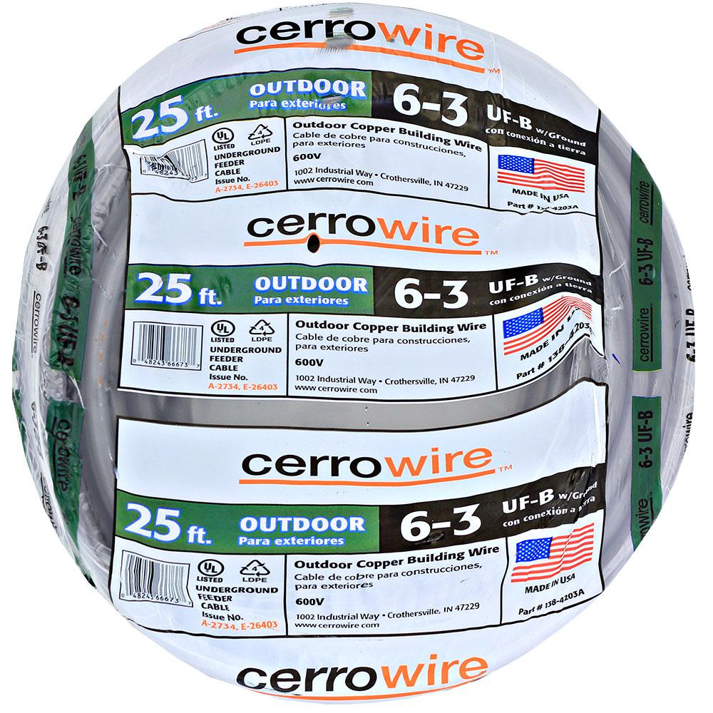 Cerrowire 25 ft. 6/3 UF-B Wire-138-4203A - The Home Depot