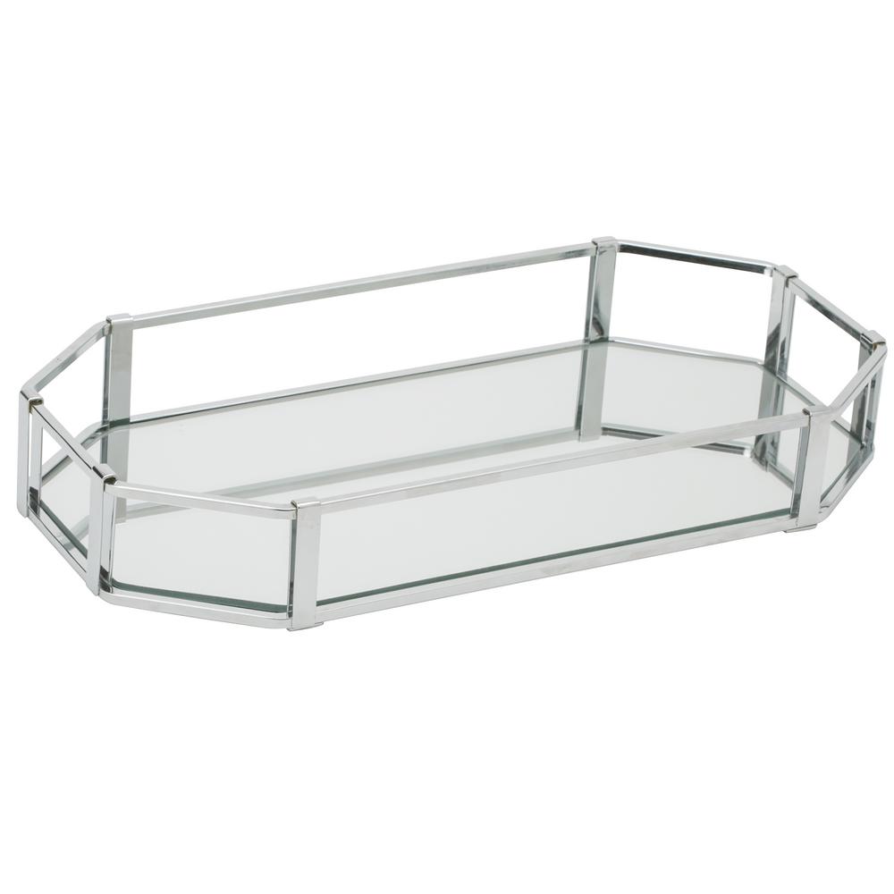Home Details Rectangular Design Mirror Vanity Tray 26420 Chr The Home Depot