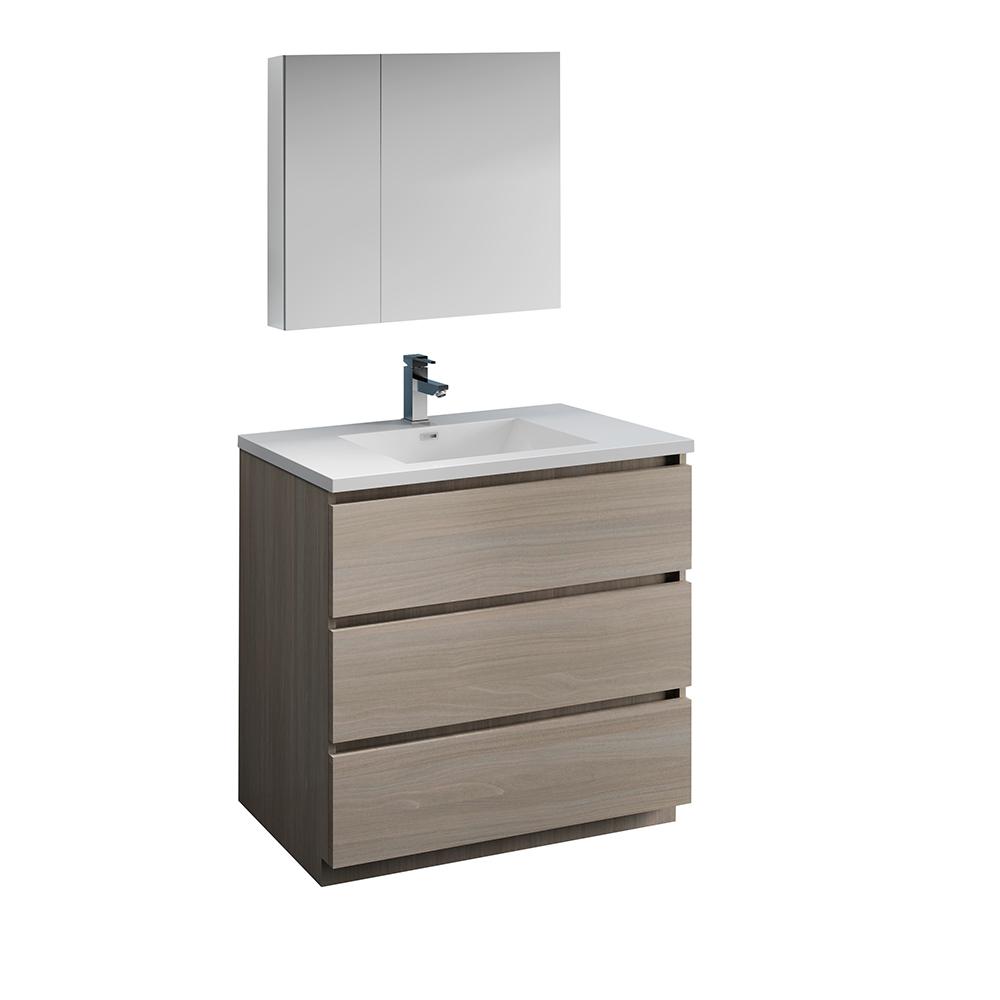 Fresca Lazzaro 36 In Modern Bathroom Vanity Gray Wood With Modern Bathroom Vanity In Gray Wood