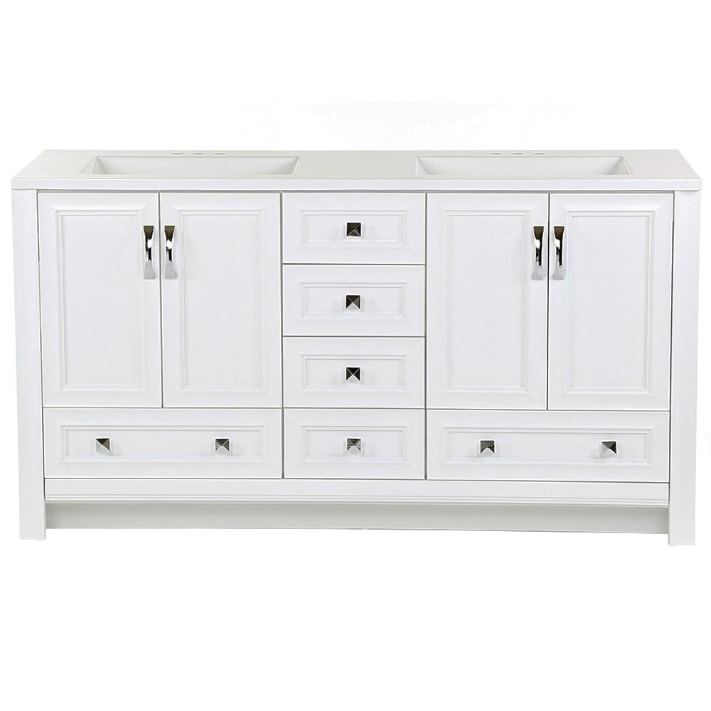 Glacier Bay Candy 60 In W X 19 D Bathroom Vanity White With Cultured Marble Top Sink