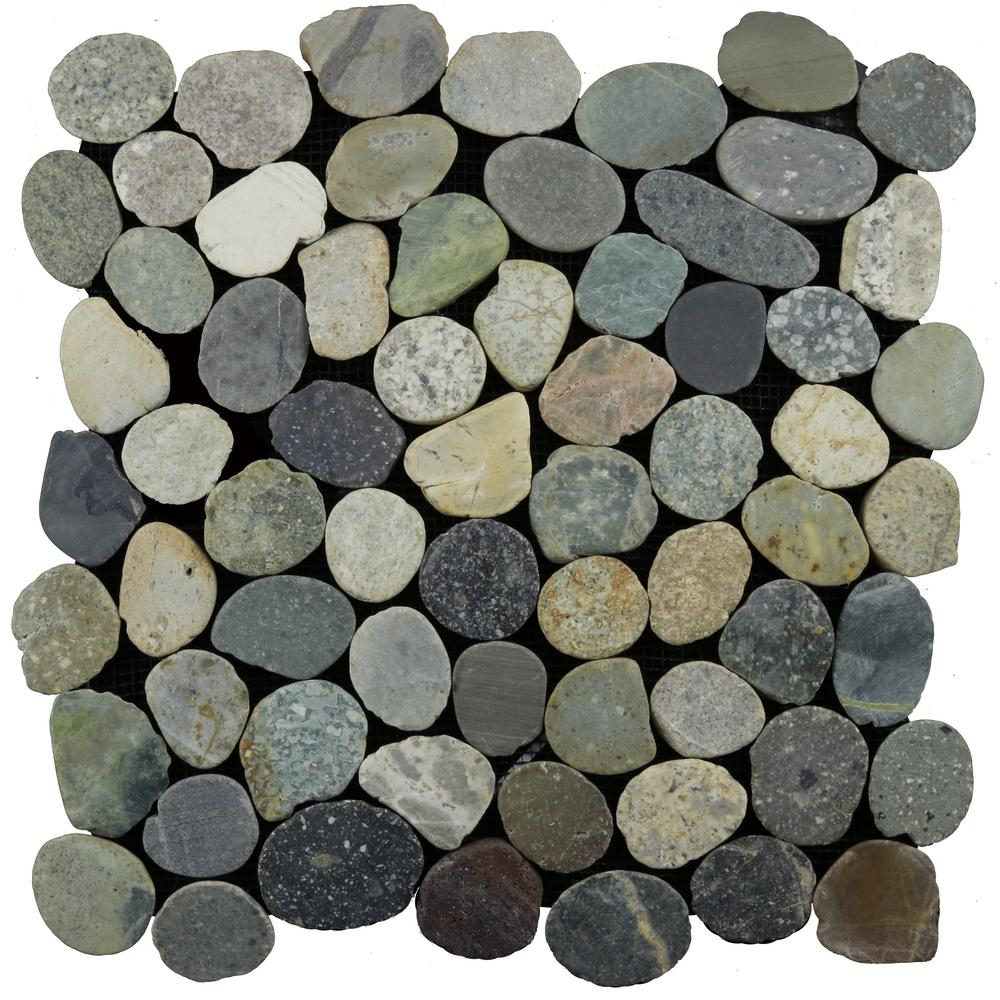 Cruz Bay Sliced Pebble Tile River Grey 11 1 2 In X 9 5 Sliced Pebble Tile River Grey 11 1 2 In X 9 5 Mm Mesh Mounted Mosaic 10 12 Sq Ft Case