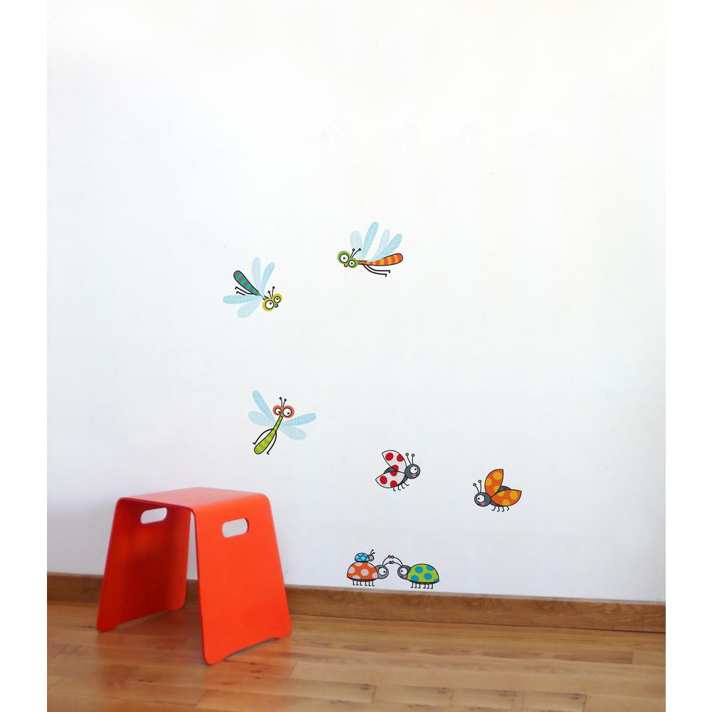 32 In X 38 Multi Color Dragonflies And Ladybugs Kids Wall Decal