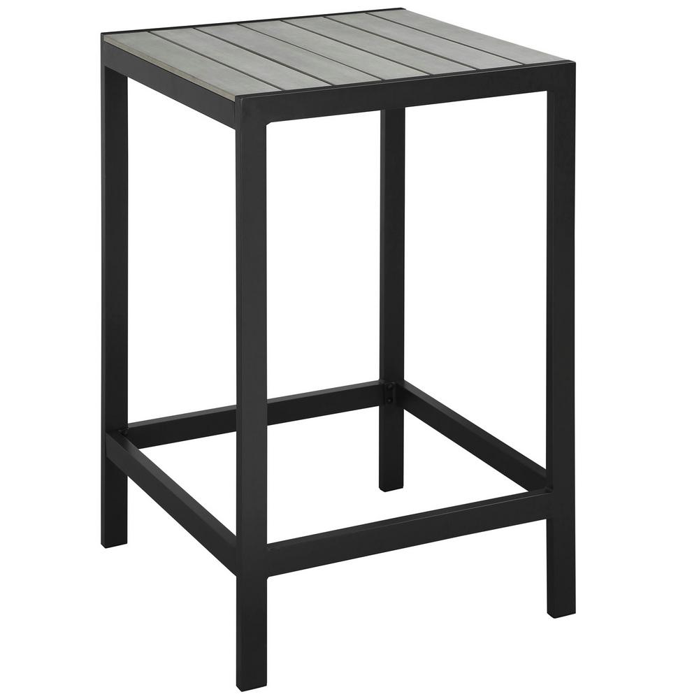 Modway Maine Patio Aluminum Bar Height Outdoor Dining Table In Brown Modway Maine Patio Aluminum Bar Height Outdoor Dining Table In Brown Gray