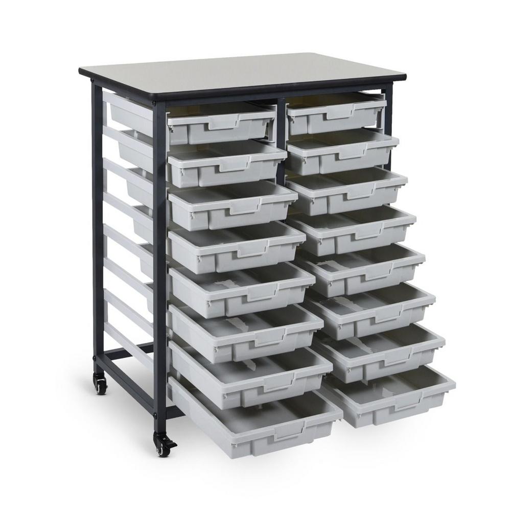 Luxor 37 In X 30 In Mobile Bin Storage Cart Double Row And