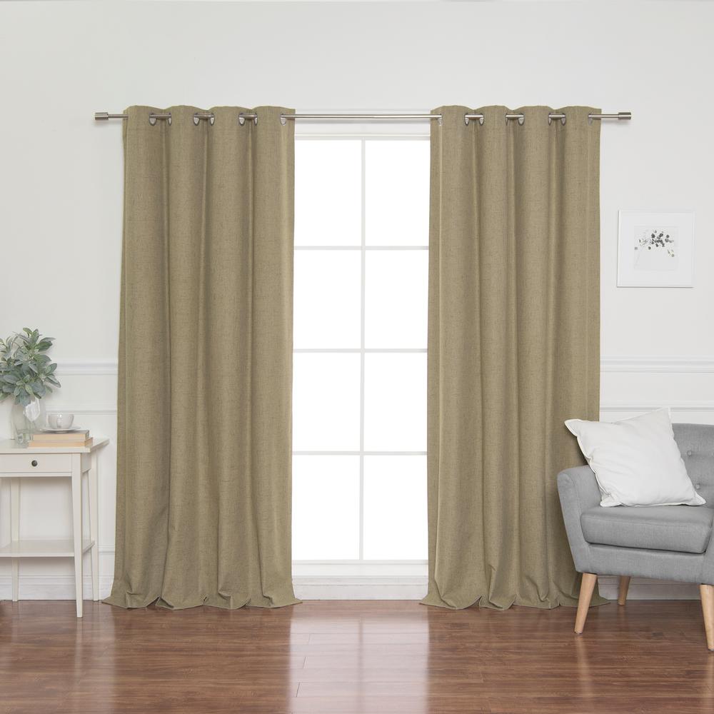 Best Home Fashion Linen Look 52 in. W x 96 in. L Grommet Curtains in ...