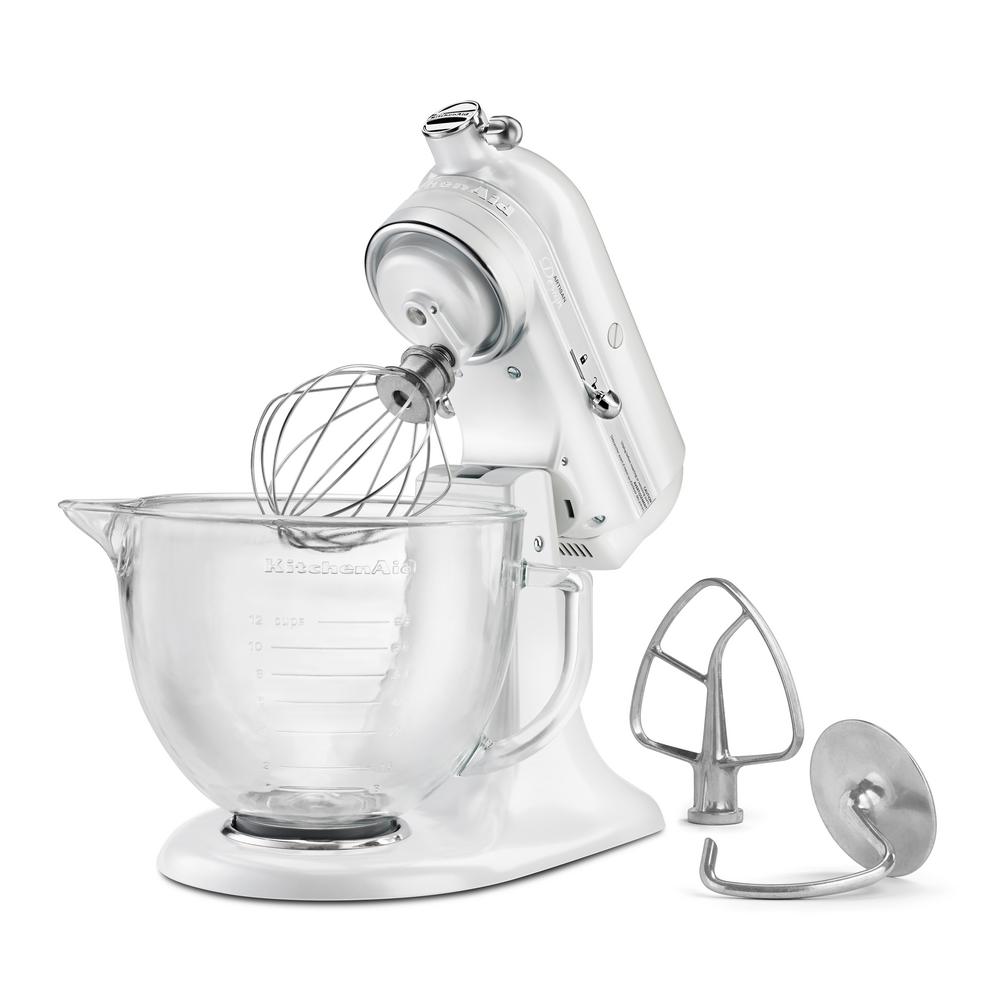 Kitchenaid Artisan Designer 5 Qt Frosted Pearl White Stand Mixer Kitchenaid Artisan Designer 5 Qt Frosted Pearl White Stand Mixer Ksm155gp The Home Depot