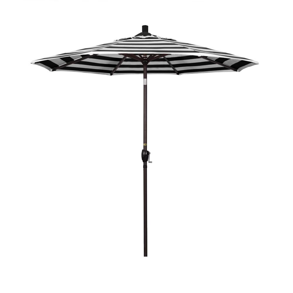 California Umbrella 7.5 ft. Bronze Aluminum Pole Aluminum Ribs Market Push Tilt Crank Lift