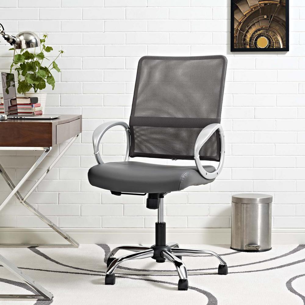 Modway Command Mesh And Vinyl Office Chair In Gray Eei 2861 Gry Modway Command Mesh And Vinyl Office Chair In Gray