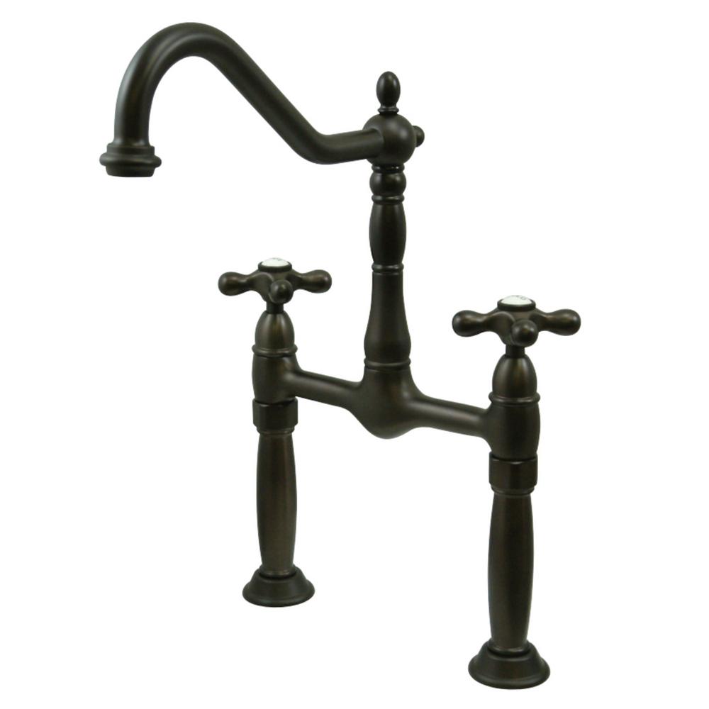 Kingston Brass Victorian Double Hole 2 Handle Vessel Bathroom Faucet In Oil Rubbed Bronze 