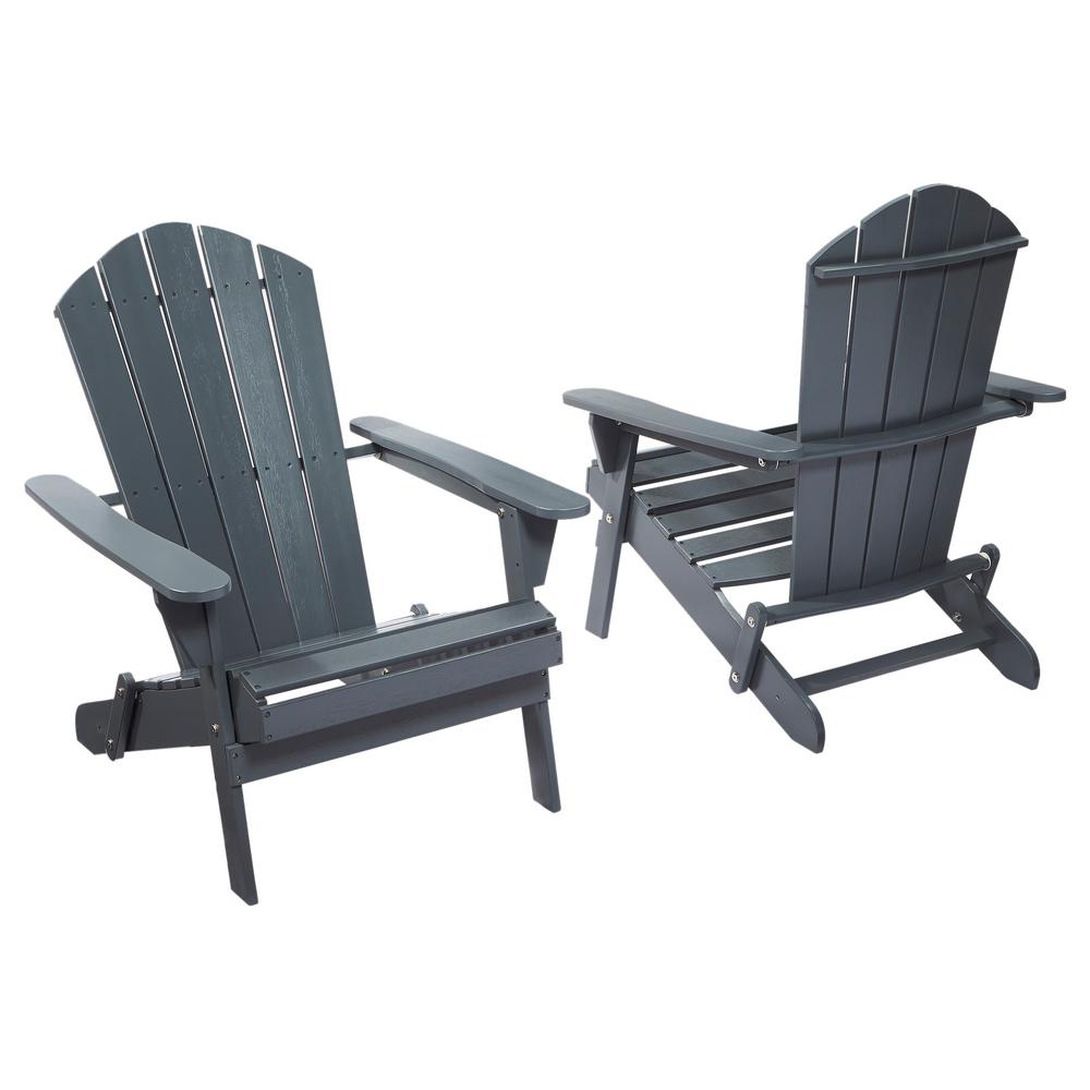 Adirondack Chairs Patio The Home Depot Graphite Folding Outdoor Adirondack Chair 2 Pack