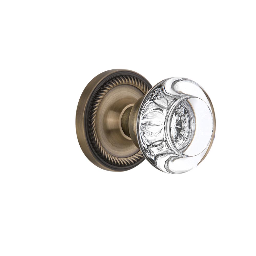 Nostalgic Warehouse Craftsman Plate with Round Clear Crystal Glass Knob Passage Timeless Bronze 2.75