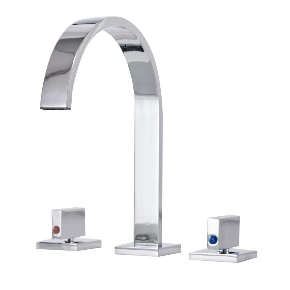 BWE 8 in. Waterfall Widespread 2Handle HighArc Bathroom Faucet in