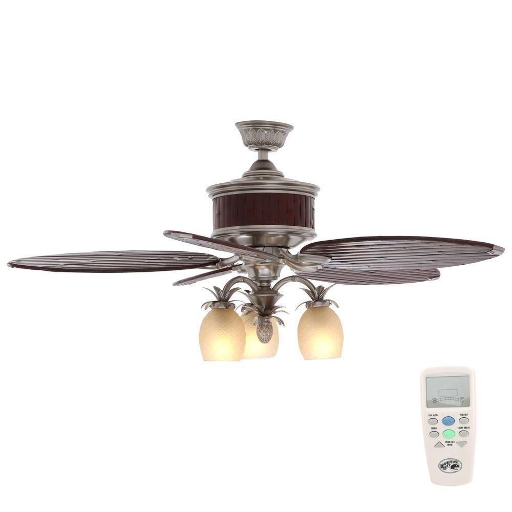 Hampton Bay Colonial Bamboo 52 inch Indoor Pewter Ceiling Fan with Light Kit and... by Hampton Bay