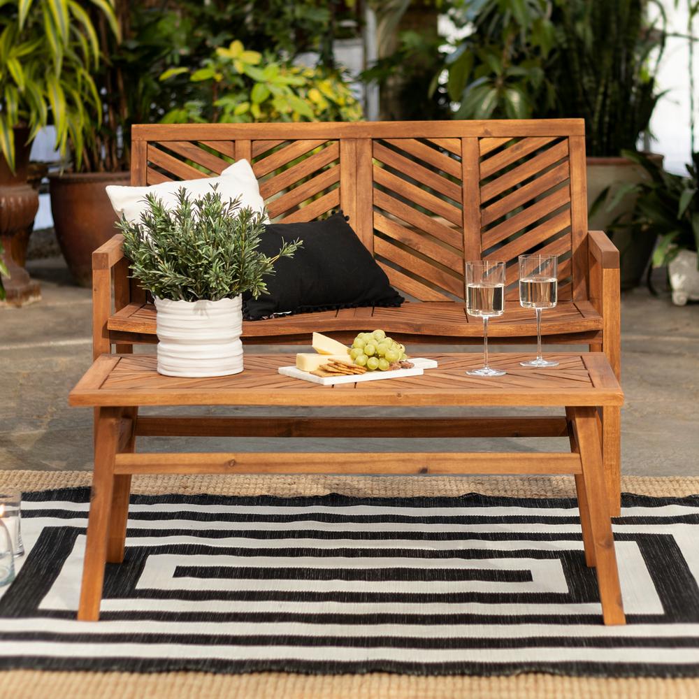 Walker Edison Furniture Company 2 Piece Wood Chevron Outdoor Patio Conversation Set In Brown Hd8038 The Home Depot - Walker Edison Furniture Company Patio Walker Edison Furniture Company 2 Piece Wood Chevron Outdoor Patio Conversation Set In Brown Hd8038 The Home Depot - Walker Edison Furniture Company Patio