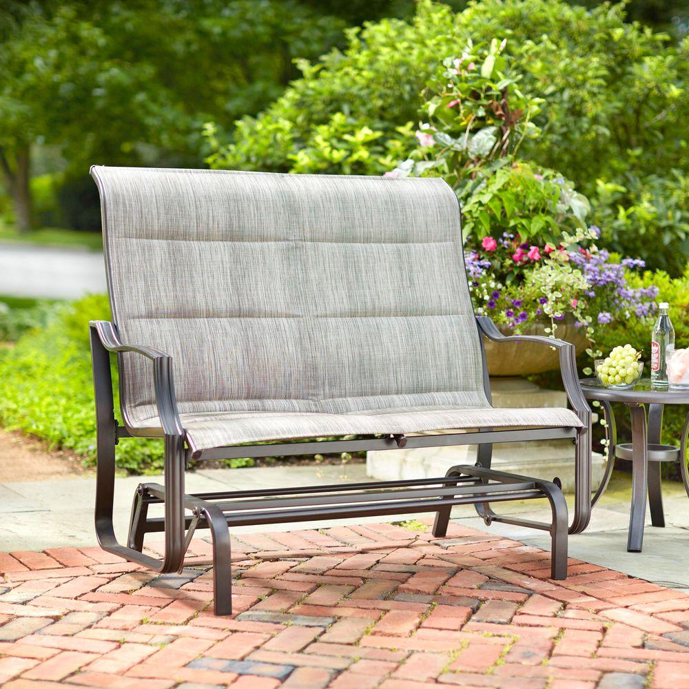 Hampton Bay Statesville Metal Patio Outdoor Double Glider by Hampton Bay