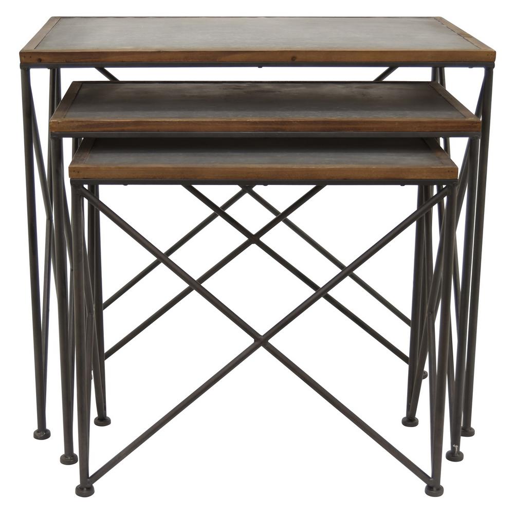 Three Hands 31 5 In X 15 75 Black Metal Accent Table Set Of 3 Three Hands 31 5 In X 15 75 Black Metal Accent Table Set Of