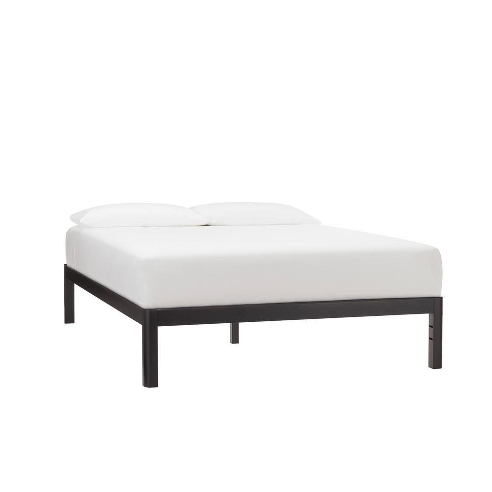Black Queen Bed Frame Metal Platform Bed with Headboard and Footboard 82/" x 62/"
