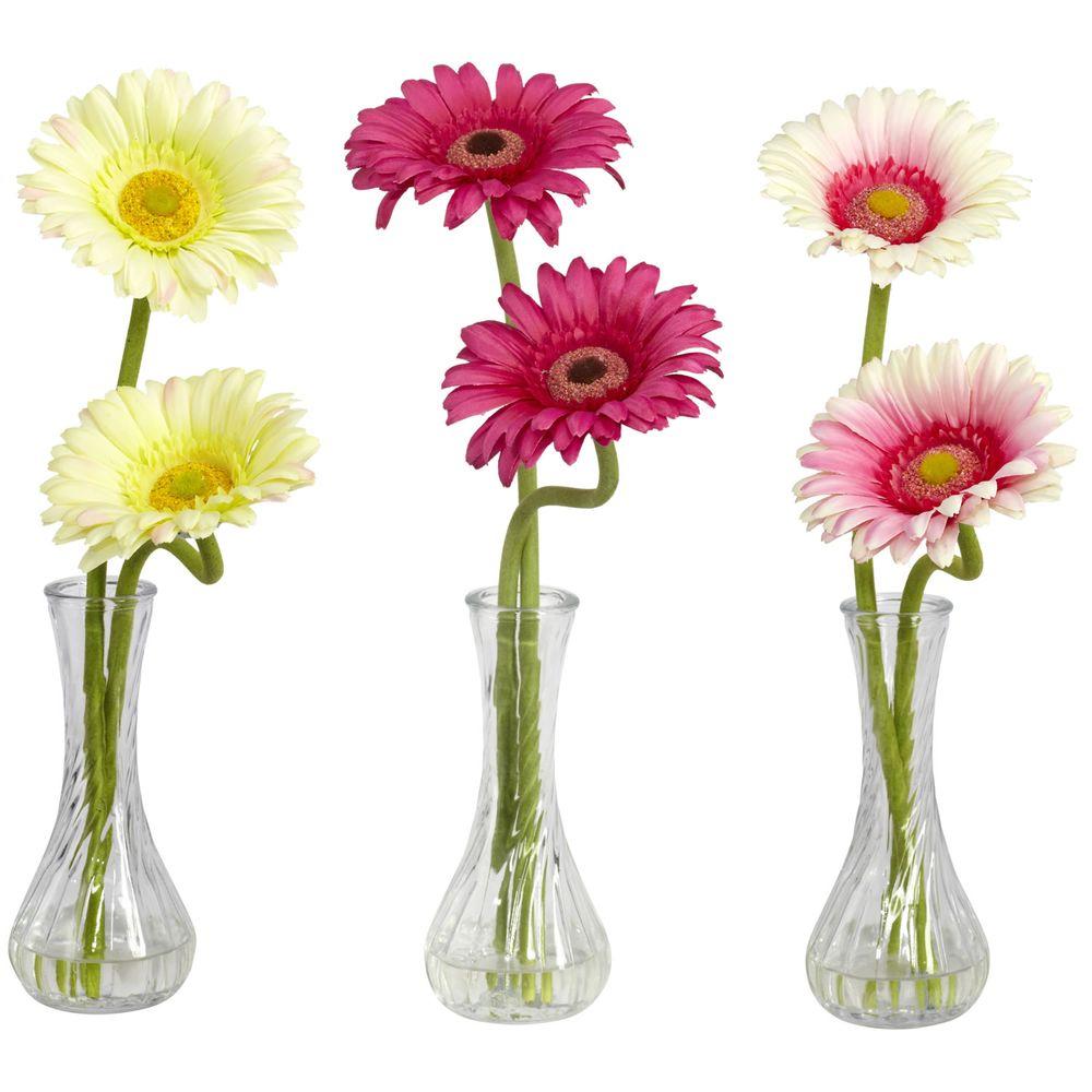 13 in h assortment 2 gerber daisy with bud vase (set of 3) 1248 a2