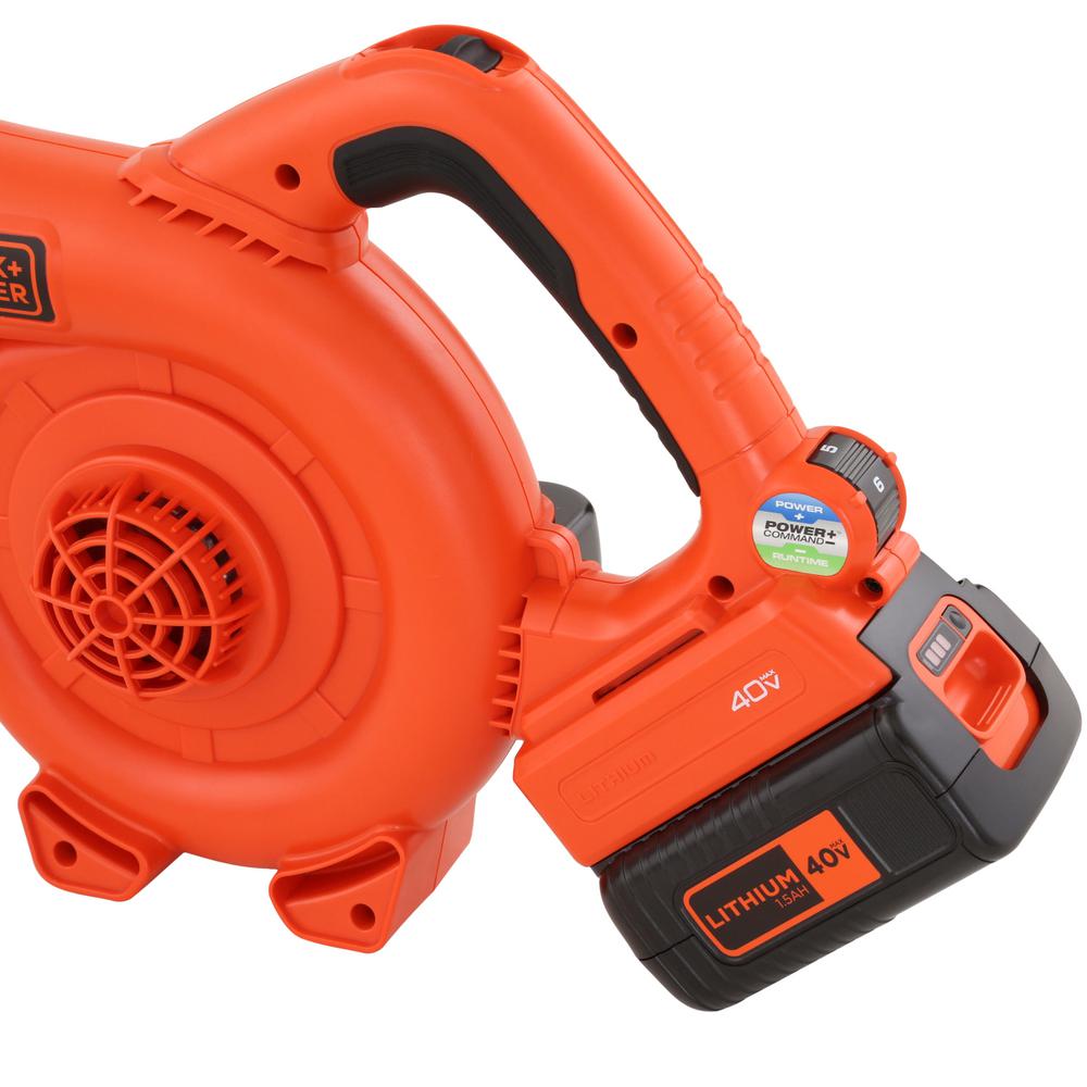 Black Decker 120 Mph 90 Cfm 40 Volt Max Lithium Ion Cordless Handheld Leaf Sweeper W 1 5ah Battery And Charger