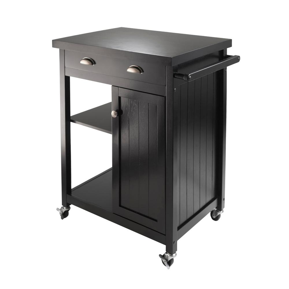 Winsome Wood Timber Black Kitchen Cart With Storage 20727 The Home Winsome Wood Timber Black Kitchen Cart With Storage