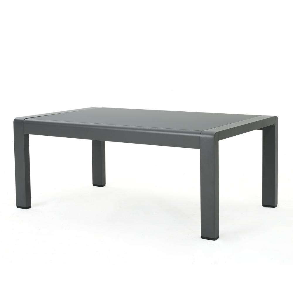 Noble House Cape Coral Grey Aluminum Outdoor Coffee Table 16049 The Home Depot