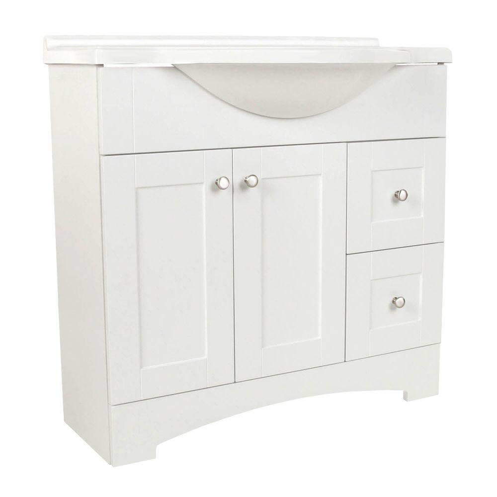 Glacier Bay Del Mar 37 in. W x 36 in. H x 19 in. D Bathroom Vanity in White with Cultured Marble White Vanity Top was $439.0 now $249.0 (43.0% off)