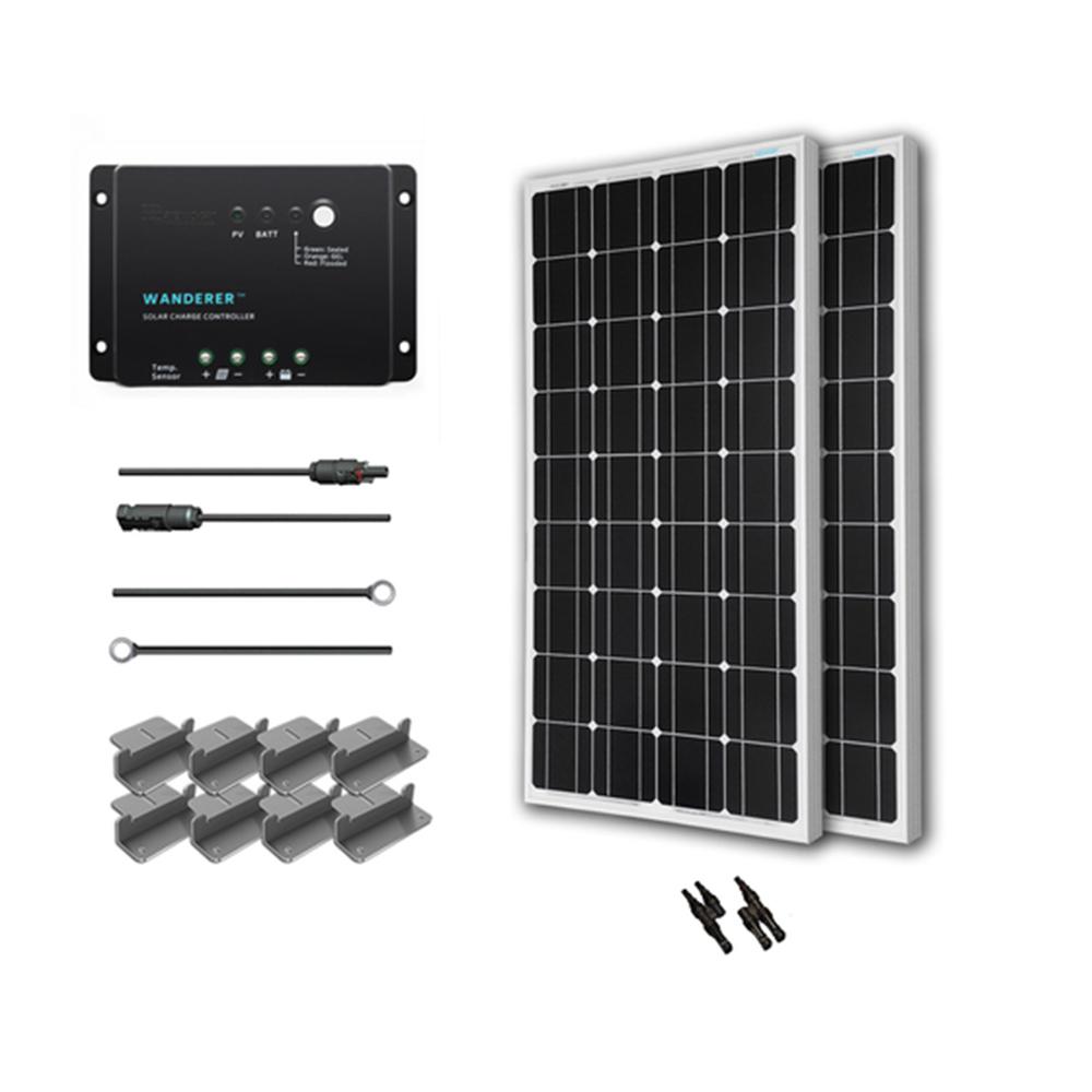 Renogy 200Watt 12Volt Monocrystalline Solar Starter Kit for OffGrid Solar System