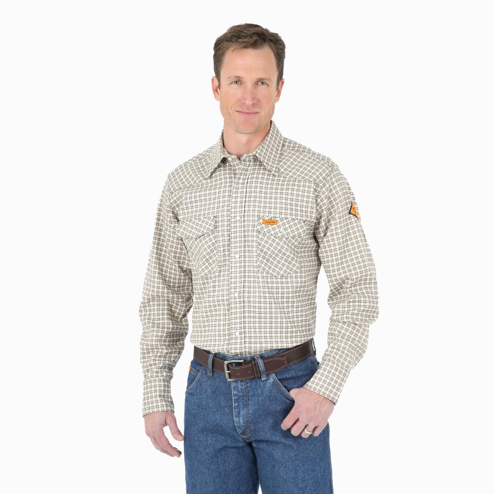 UPC 040326524293 product image for Wrangler RIGGS Workwear Men's Size Extra-Large Khaki/White Plaid (Green/White Pl | upcitemdb.com