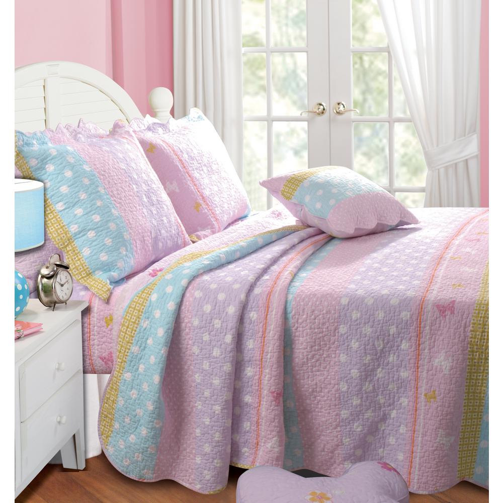 Polka Dot Stripe 2 Piece Multi Twin Quilt Set Gl 1104ct The Home