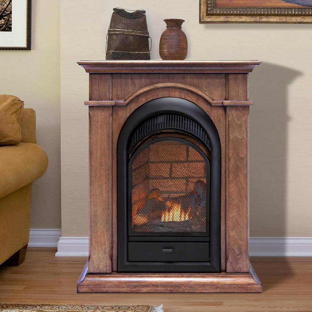 Duluth 28 in. 15,000 BTU TStat Ventless Dual Fuel Fireplace with