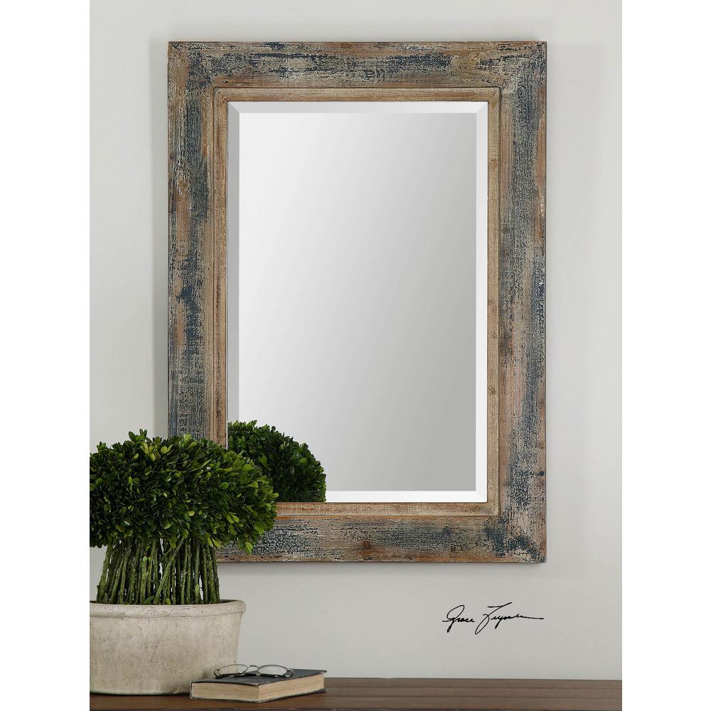 Blue Wood Pallet Framed Wall Mirror Oceanfur23 Com