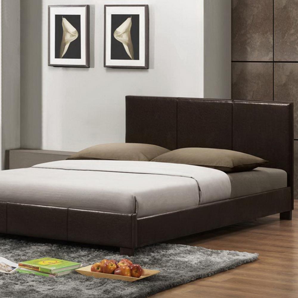 Baxton Studio Pless Contemporary Dark Brown Faux Leather Upholstered Baxton Studio Pless Contemporary Dark Brown Faux Leather Upholstered Full Size Bed