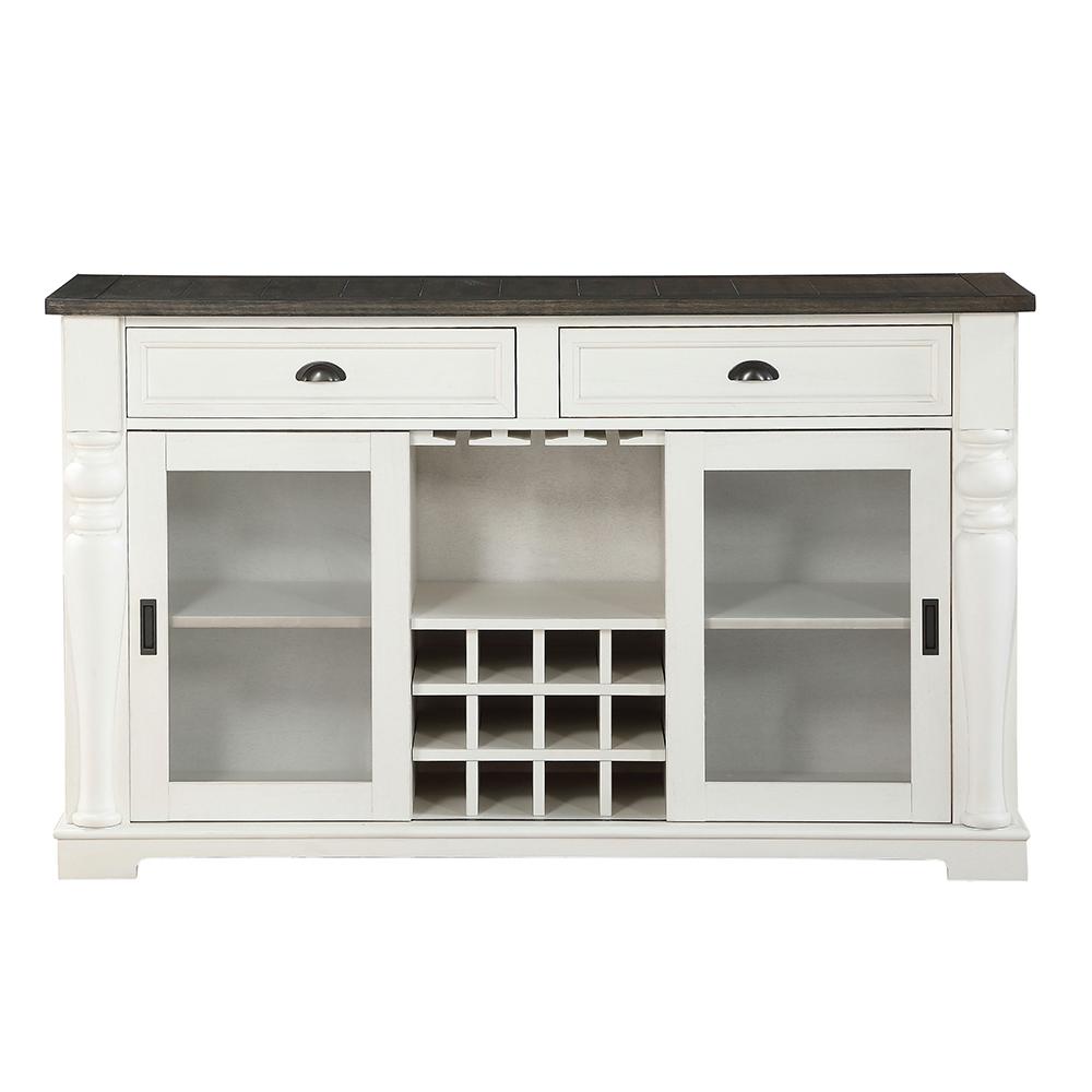 Steve Silver Joanna Two Tone Farmhouse Server with Glass DoorsJA500SV The Home Depot