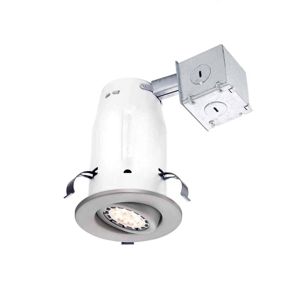Commercial Electric 3 In Brushed Nickel Recessed Non Ic Gimbal Led Brushed Nickel Recessed Non Ic Gimbal Led Lighting Kit