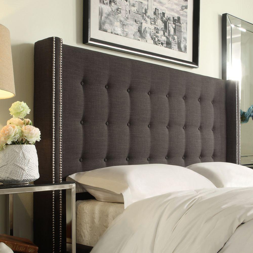 Homesullivan Franklin Park Dark Grey Queen Headboard 40315bq 1dglhb Homesullivan Franklin Park Dark Grey Queen Headboard