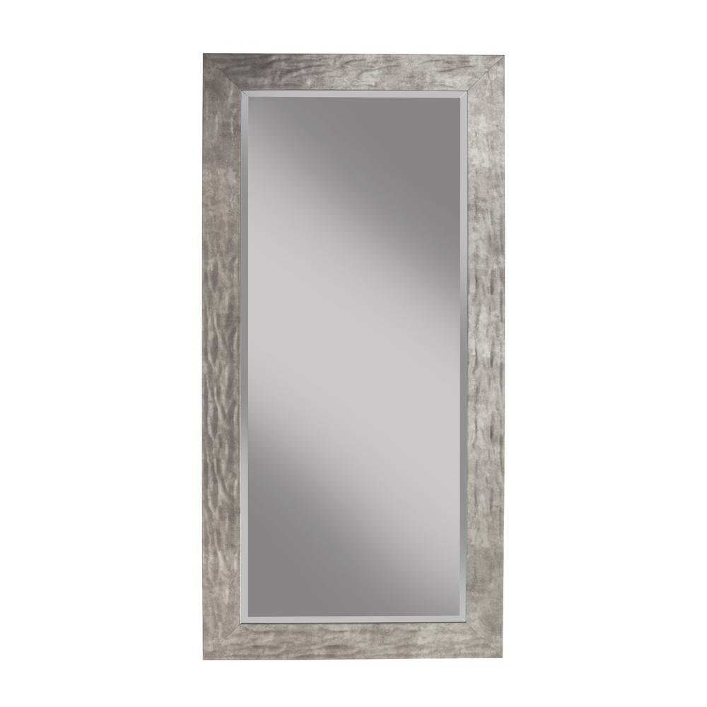 Beveled Glass Floor Mirrors The Home Depot Hammered Metal Full Length Leaner Mirror