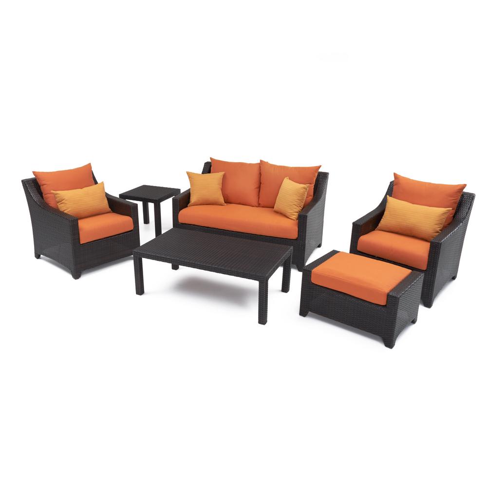 Rst Brands Deco 6 Piece Patio Seating Set With Tikka Orange Cushions Op Peoss6 Tka K The Home Depot