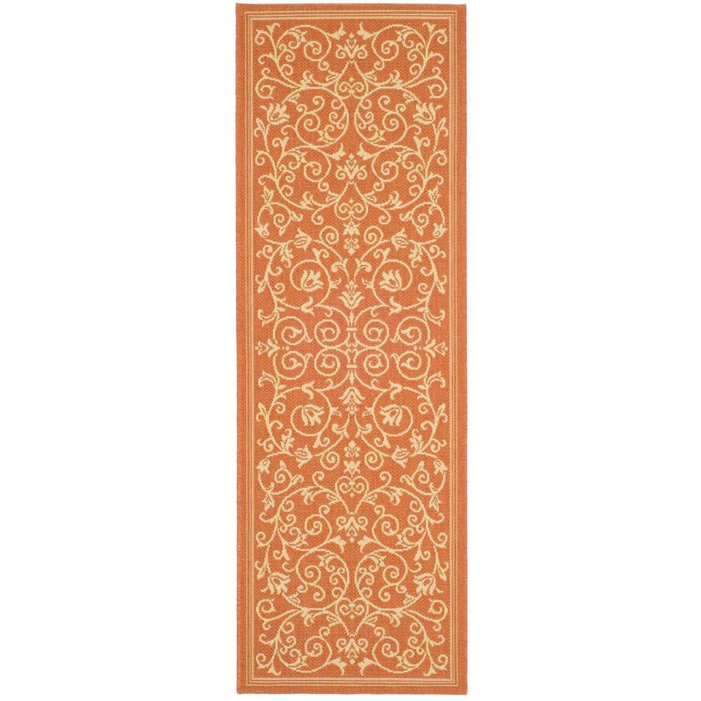 Safavieh Courtyard Terracotta/Natural 2 ft. x 7 ft. Indoor/Outdoor ...